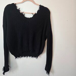 Black distressed sweater